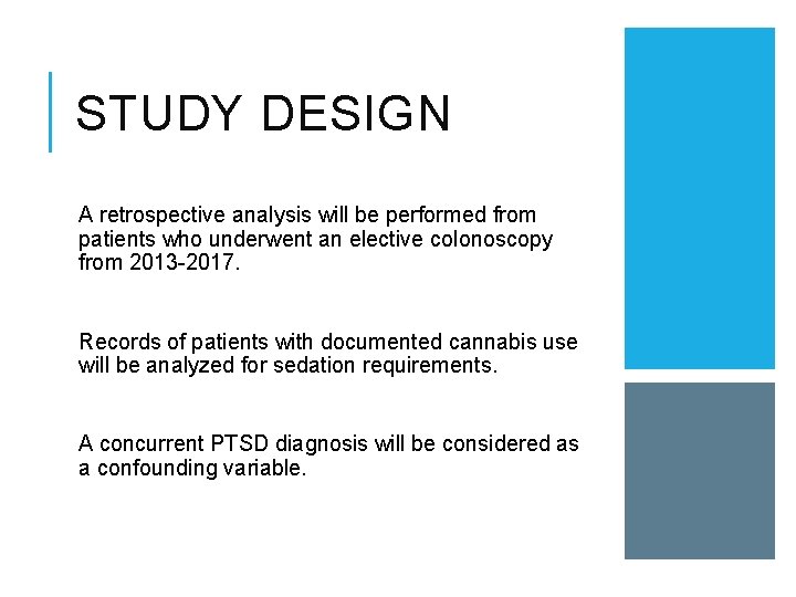 STUDY DESIGN A retrospective analysis will be performed from patients who underwent an elective