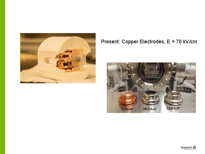 Present: Copper Electrodes, E = 70 k. V/cm 