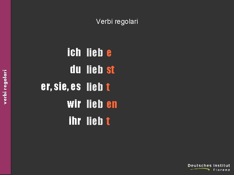 Verbi regolari verbi regolari ich lieb e du lieb st er, sie, es lieb