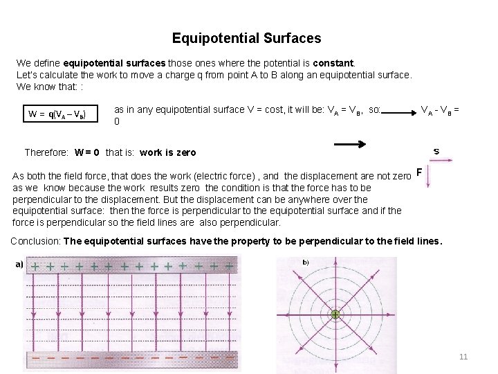 Equipotential Surfaces We define equipotential surfaces those ones where the potential is constant. Let’s