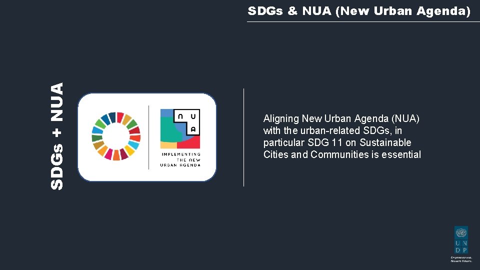 SDGs + NUA SDGs & NUA (New Urban Agenda) Aligning New Urban Agenda (NUA)