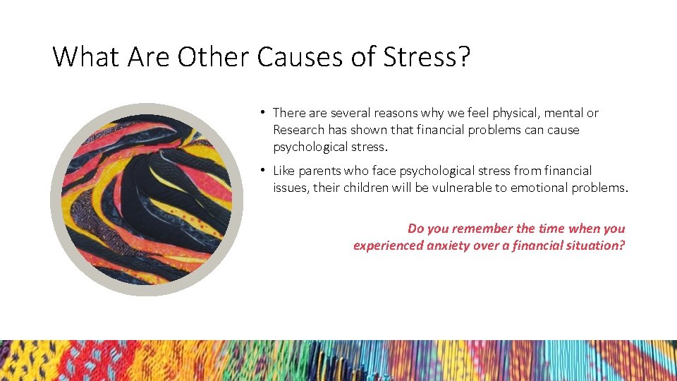 What Are Other Causes of Stress? • There are several reasons why we feel