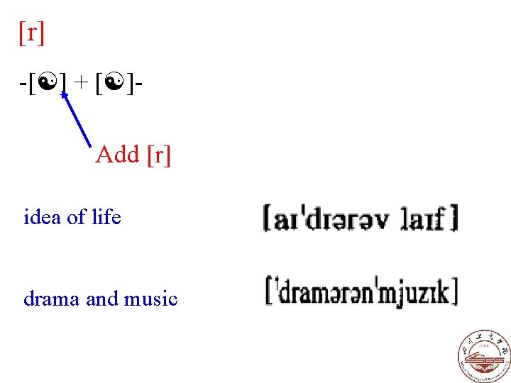 [r] -[ ] + [ ]Add [r] idea of life drama and music 
