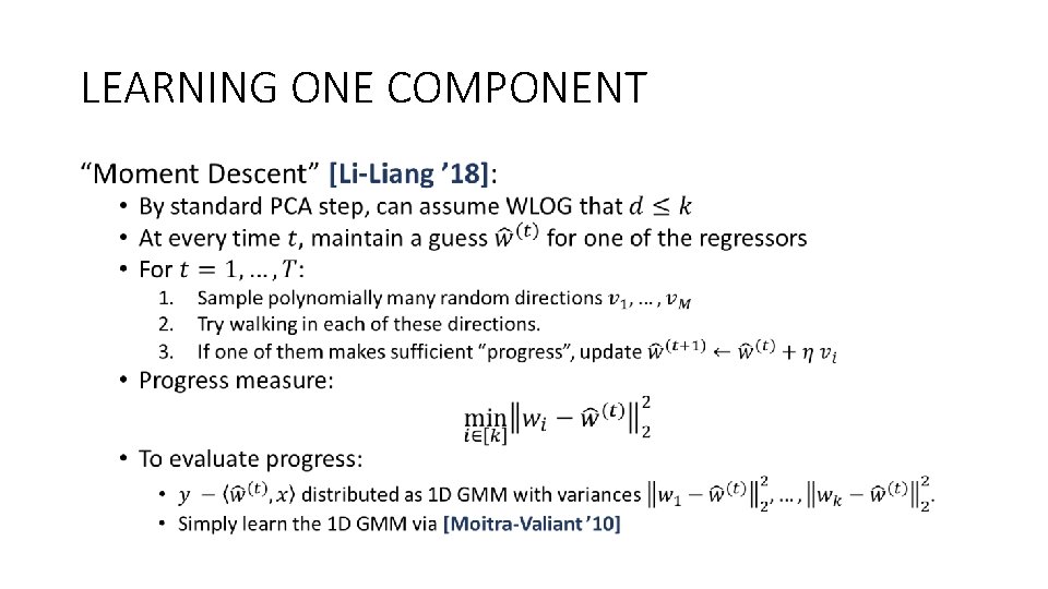 LEARNING ONE COMPONENT • 