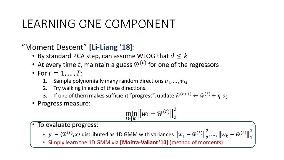 LEARNING ONE COMPONENT • 