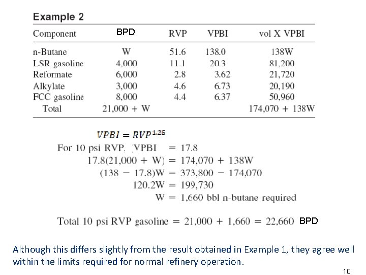 BPD Although this differs slightly from the result obtained in Example 1, they agree