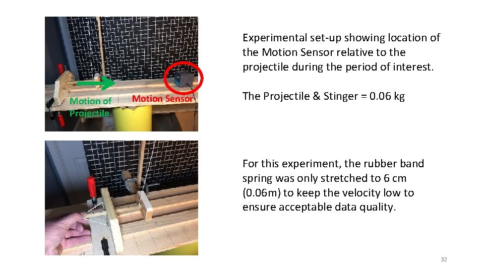 Experimental set-up showing location of the Motion Sensor relative to the projectile during the