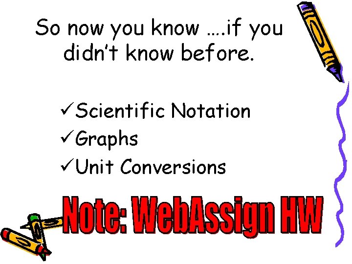 So now you know …. if you didn’t know before. üScientific Notation üGraphs üUnit