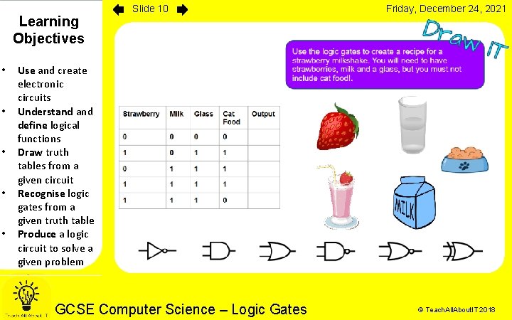 Learning Objectives • • • Slide 10 Friday, December 24, 2021 Use and create Learning Objectives • • • Slide 10 Friday, December 24, 2021 Use and create