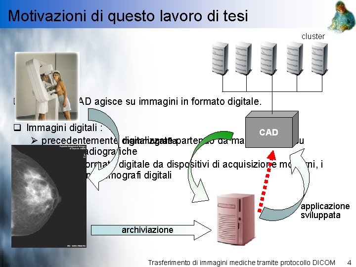 Motivazioni di questo lavoro di tesi cluster q Il sistema CAD agisce su immagini