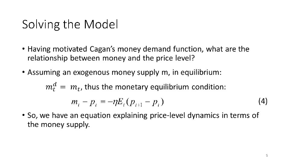 Solving the Model • 5 