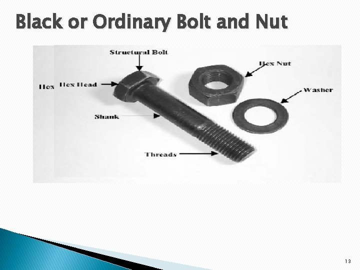 Black or Ordinary Bolt and Nut 13 