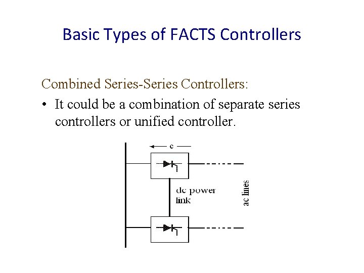 Basic Types of FACTS Controllers Combined Series-Series Controllers: • It could be a combination