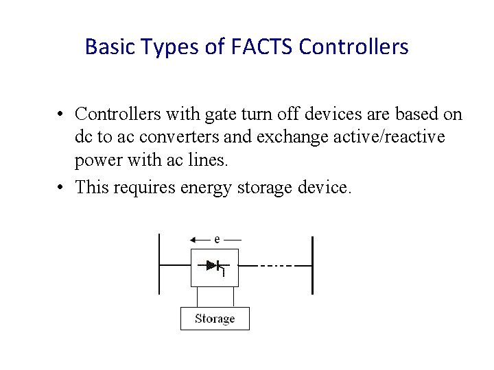 Basic Types of FACTS Controllers • Controllers with gate turn off devices are based