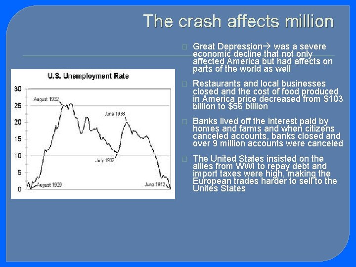 The crash affects million � Great Depression was a severe economic decline that not