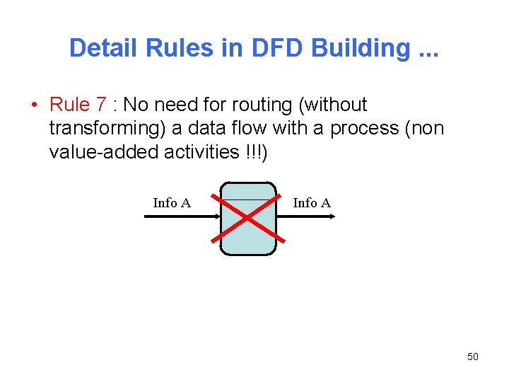 Detail Rules in DFD Building. . . • Rule 7 : No need for