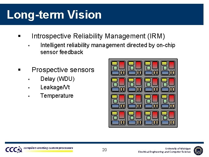 Long-term Vision § Introspective Reliability Management (IRM) § § Intelligent reliability management directed by