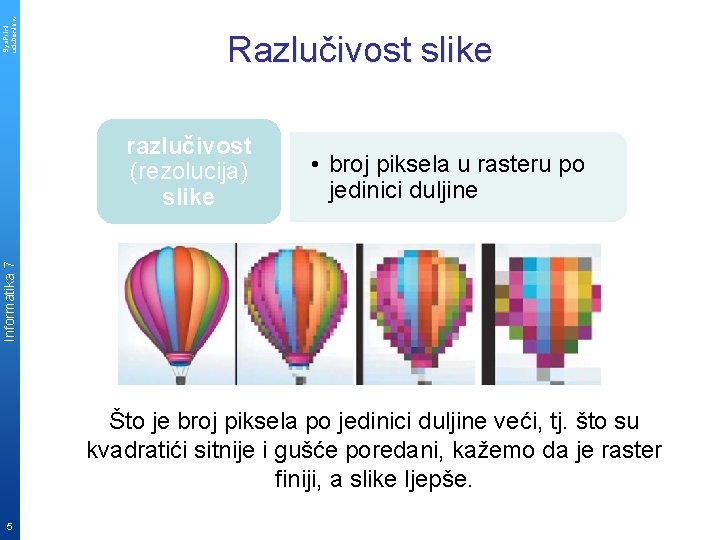 Sys. Print udzbenik. hr Razlučivost slike • broj piksela u rasteru po jedinici duljine