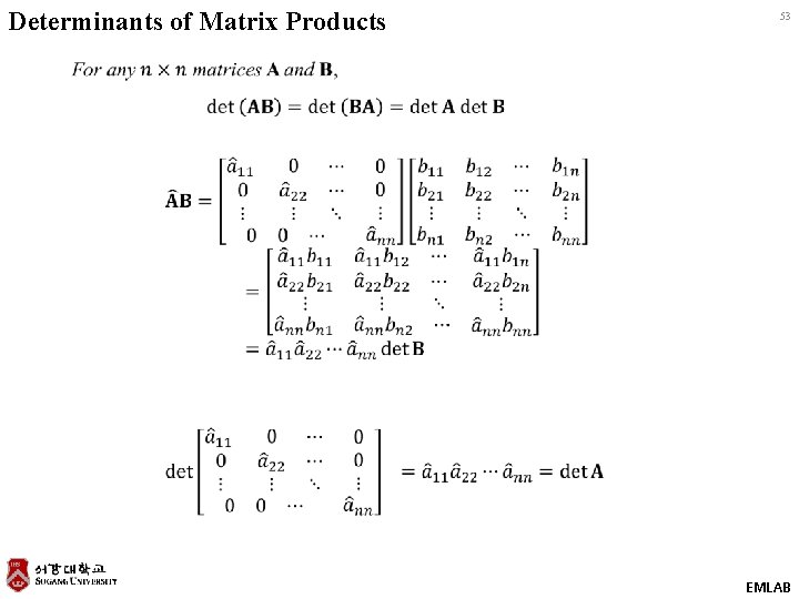 Determinants of Matrix Products 53 EMLAB 