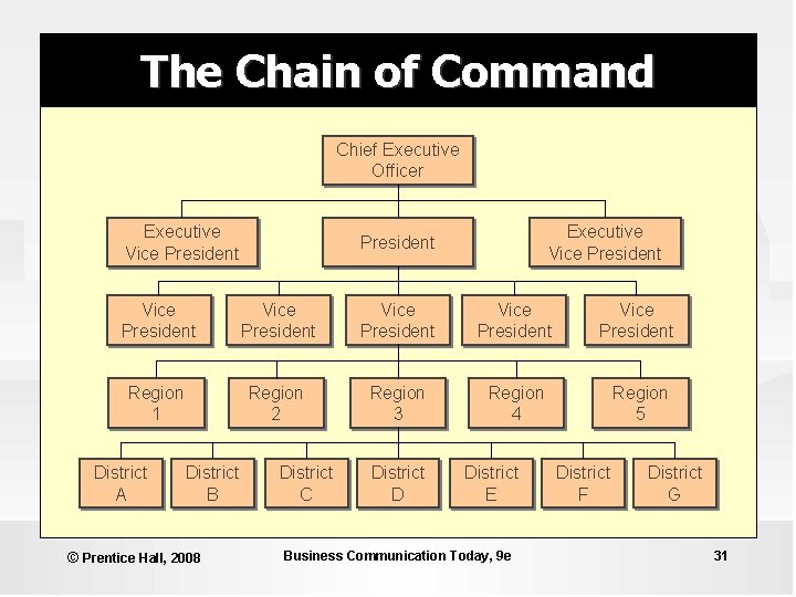 The Chain of Command Chief Executive Officer Executive Vice President Vice President Vice President The Chain of Command Chief Executive Officer Executive Vice President Vice President Vice President