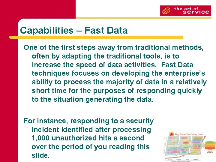 Capabilities – Fast Data One of the first steps away from traditional methods, often