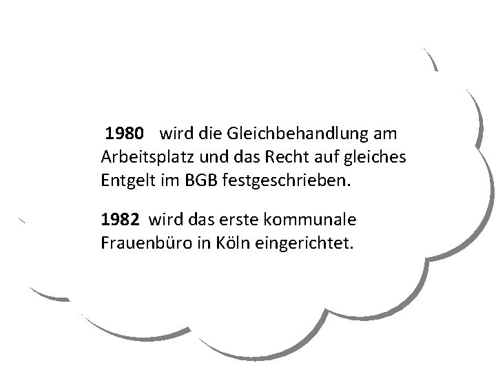 1980 wird die Gleichbehandlung am Arbeitsplatz und das Recht auf gleiches Entgelt im BGB