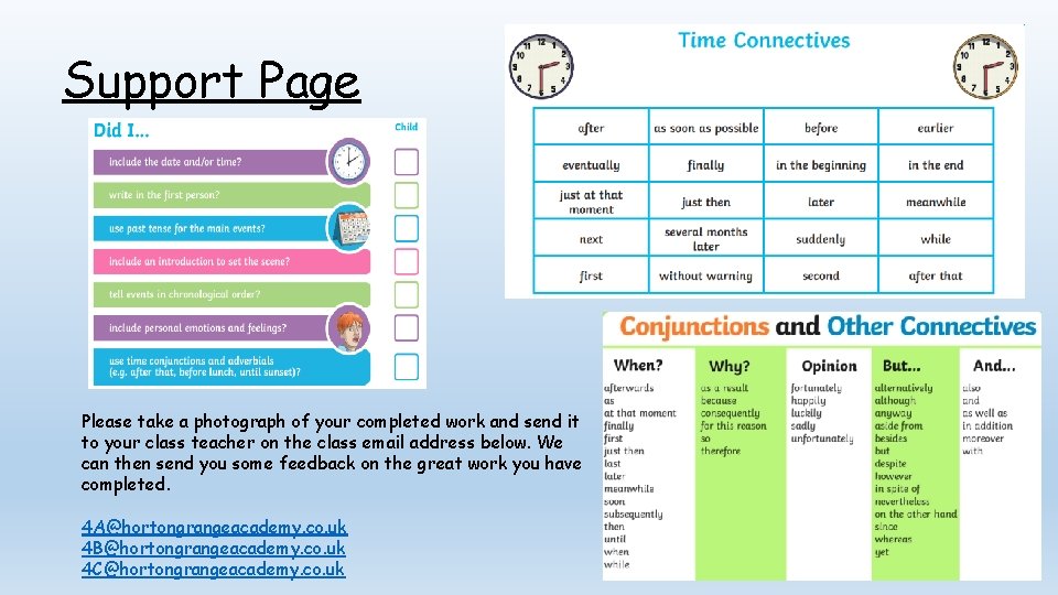 Support Page Please take a photograph of your completed work and send it to