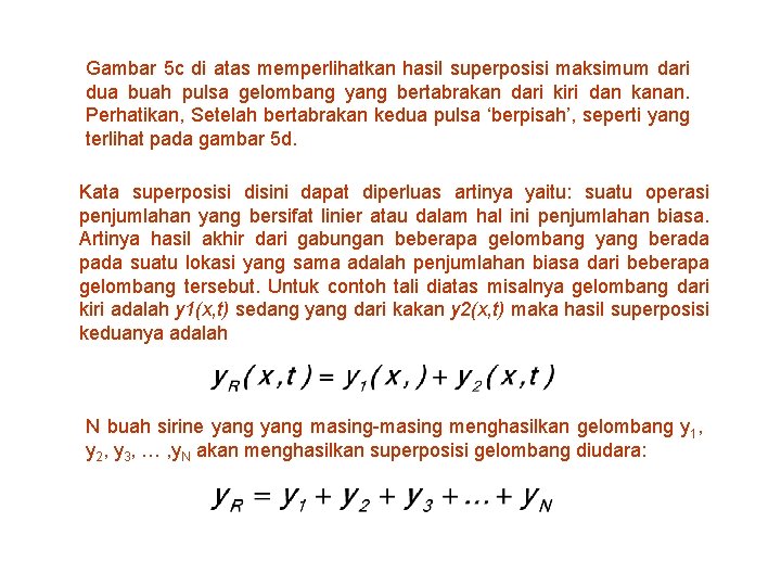 Gambar 5 c di atas memperlihatkan hasil superposisi maksimum dari dua buah pulsa gelombang