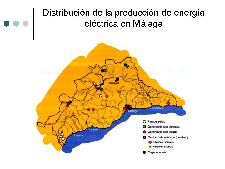 Distribución de la producción de energía eléctrica en Málaga 