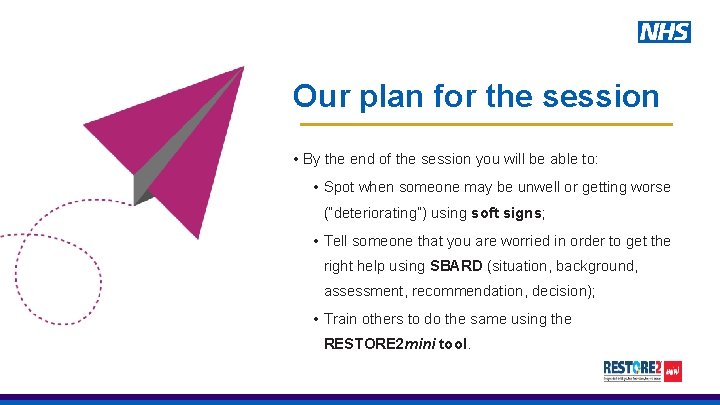 Our plan for the session • By the end of the session you will