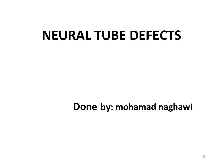 NEURAL TUBE DEFECTS Done by: mohamad naghawi 3 