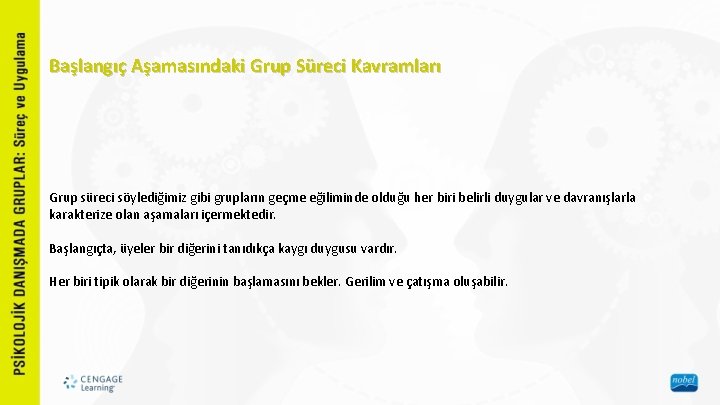 Başlangıç Aşamasındaki Grup Süreci Kavramları Grup süreci söylediğimiz gibi grupların geçme eğiliminde olduğu her