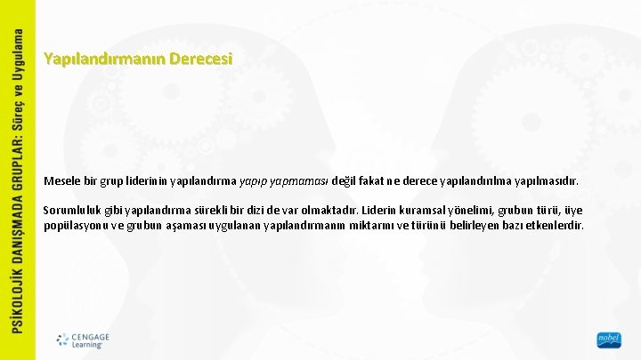 Yapılandırmanın Derecesi Mesele bir grup liderinin yapılandırma yapıp yapmaması değil fakat ne derece yapılandırılma