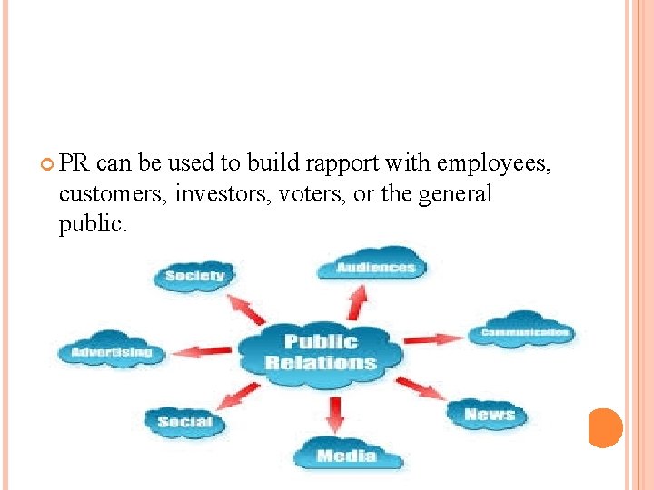  PR can be used to build rapport with employees, customers, investors, voters, or