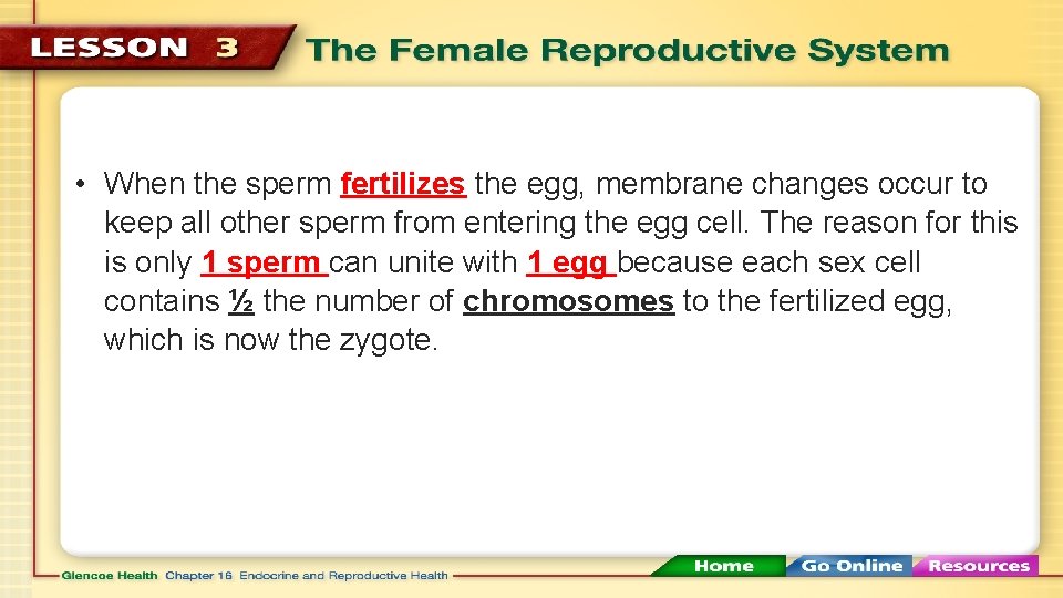  • When the sperm fertilizes the egg, membrane changes occur to keep all