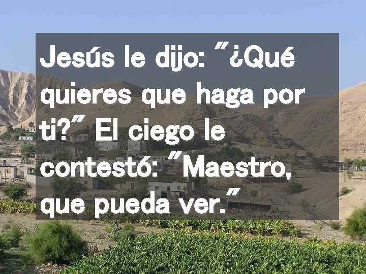 Jesús le dijo: "¿Qué quieres que haga por ti? " El ciego le contestó: