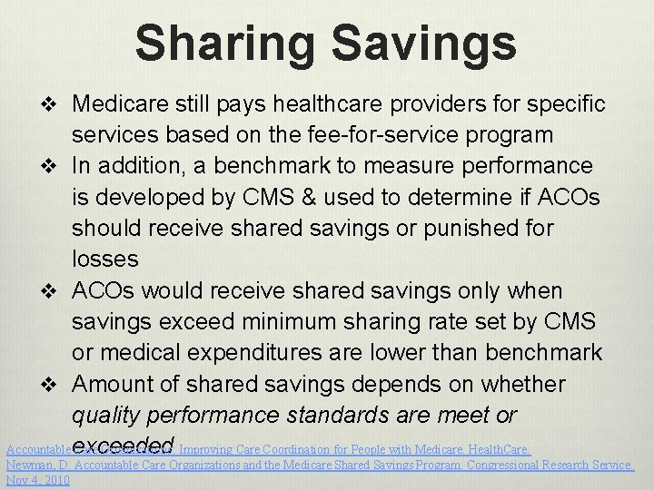Sharing Savings v Medicare still pays healthcare providers for specific services based on the