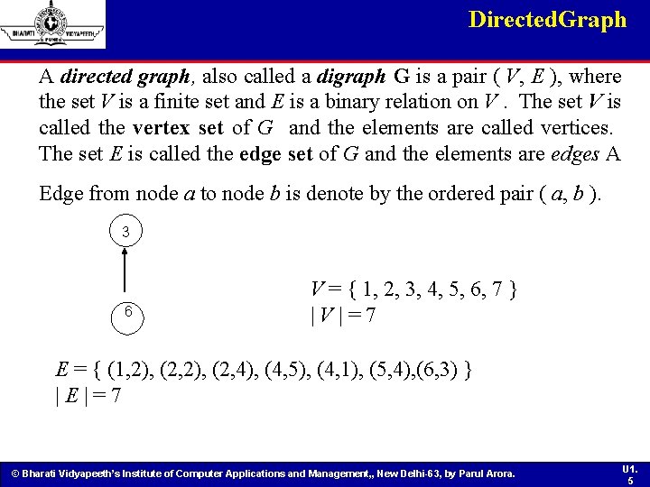 Directed. Graph A directed graph, also called a digraph G is a pair (