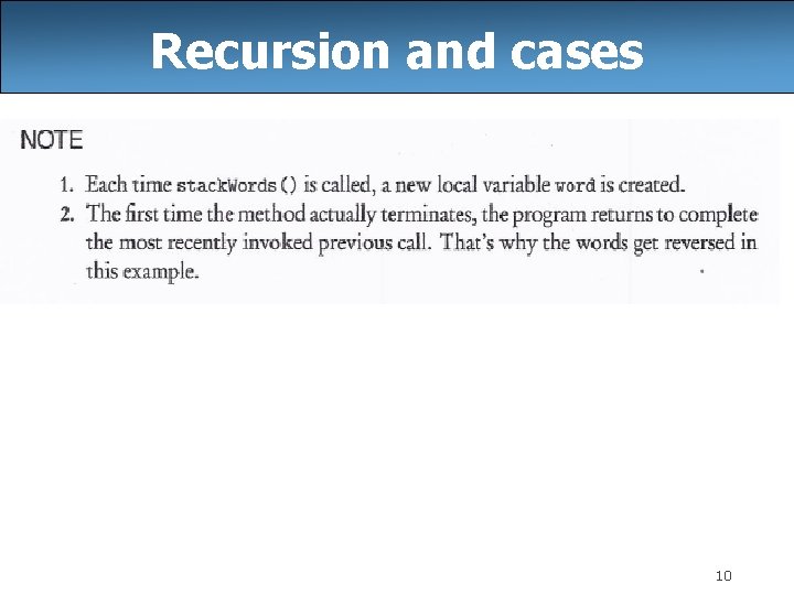 Recursion and cases 10 