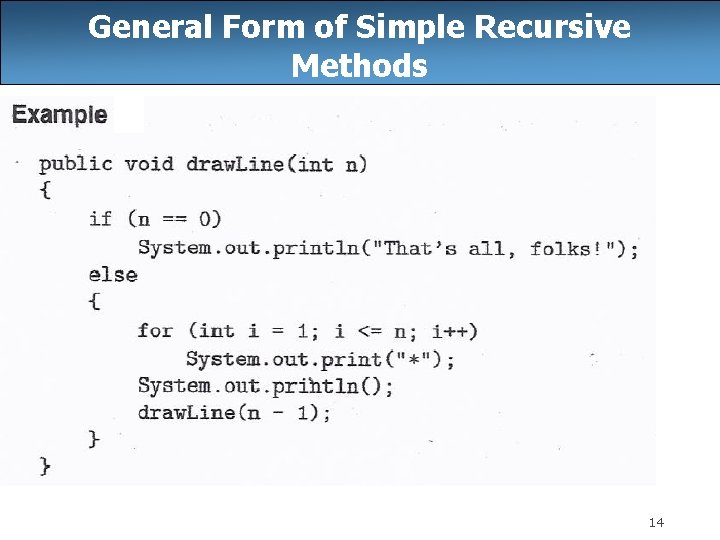 General Form of Simple Recursive Methods 14 