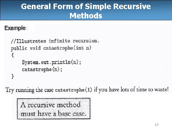 General Form of Simple Recursive Methods 17 