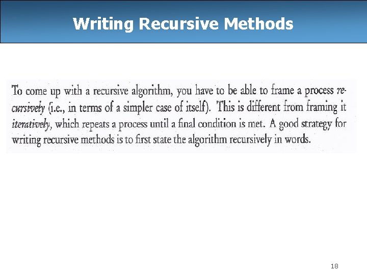Writing Recursive Methods 18 