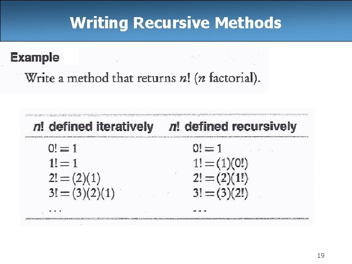 Writing Recursive Methods 19 