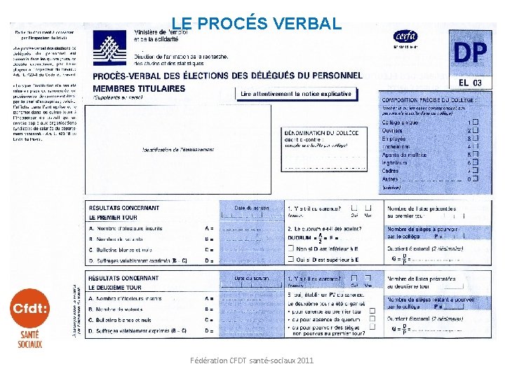 LE PROCÉS VERBAL Fédération CFDT santé-sociaux 2011 