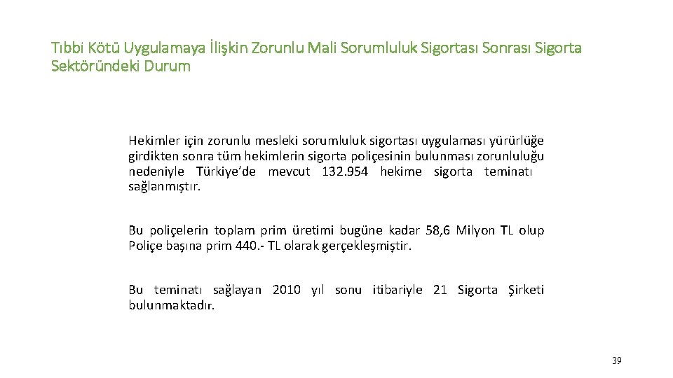 Tıbbi Kötü Uygulamaya İlişkin Zorunlu Mali Sorumluluk Sigortası Sonrası Sigorta Sektöründeki Durum Hekimler için