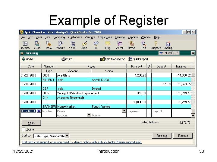 Example of Register 12/25/2021 Introduction 33 