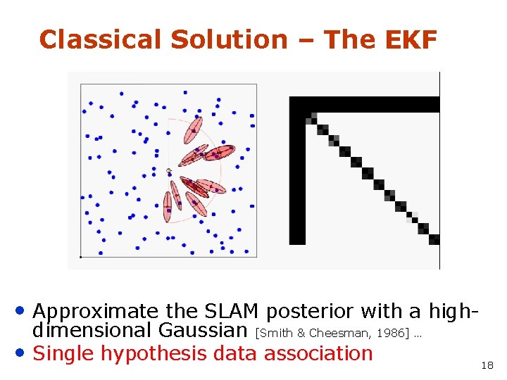 Classical Solution – The EKF • Approximate the SLAM posterior with a high •