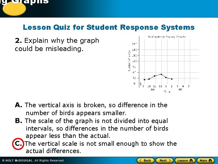 10 Graphs ng Lesson Quiz for Student Response Systems 2. Explain why the graph