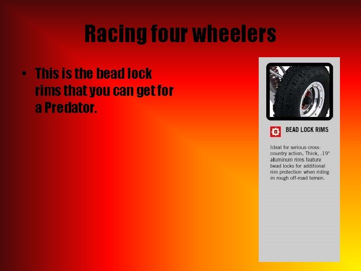 Racing four wheelers • This is the bead lock rims that you can get