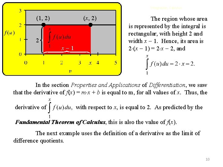 Integration, Calculus (1, 2) (x, 2) 2 x 1 The region whose area is